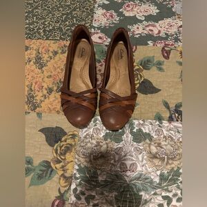 Clark’s cognac flats. Size 9.5.